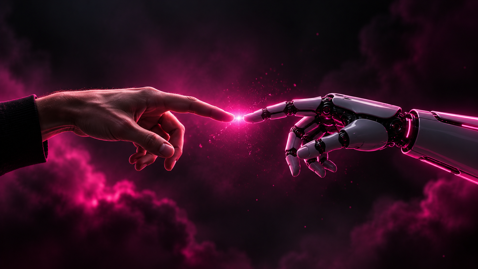 Dito umano e dito robotico che si sfiorano