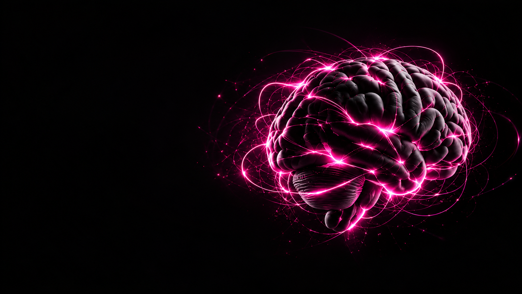 Cervello luminoso con connessioni fucsia
